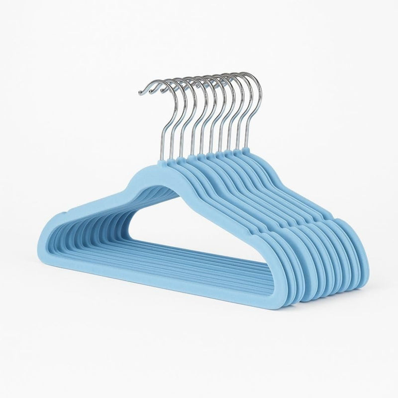 Kit 20 Cabide Infantil de Veludo Antideslizante Slim Ultrafino para Roupa Calça Camiseta de Bebe