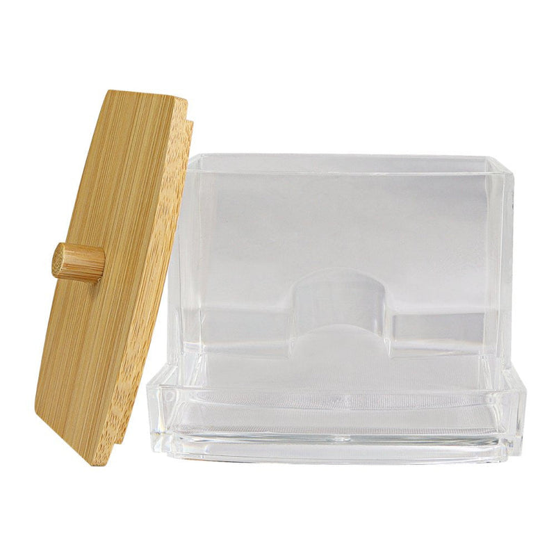 Porta Cotonete com Tampa de Bambu - Presente Park