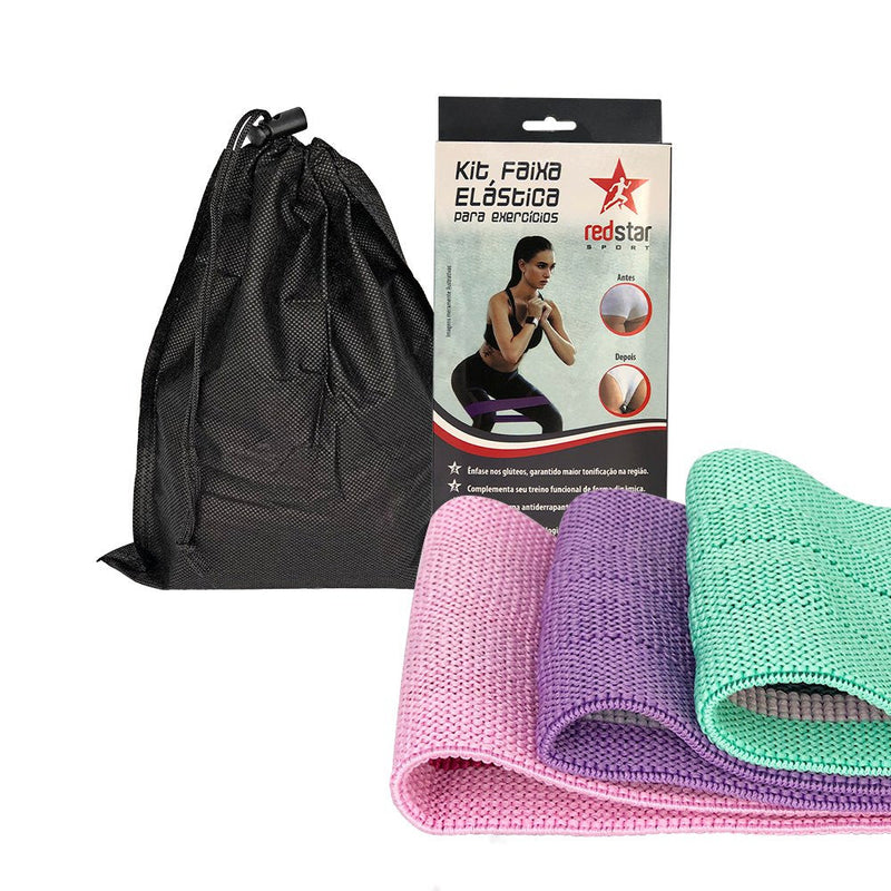 Kit de 3 Faixas Elásticas para Exercícios com 3 Níveis de Resistência - Presente Park