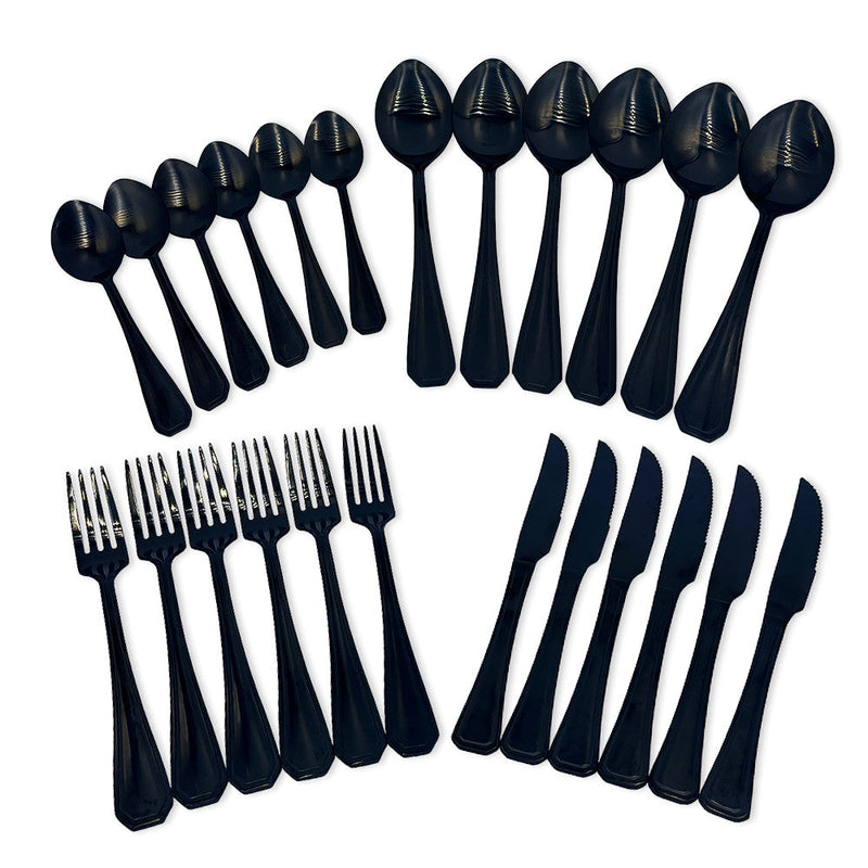 Faqueiro Conjunto Talheres Luxo Black 24 Peças Inoxidavel - Presente Park