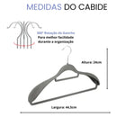 Kit 5 Cabide de Veludo Adulto com Ombreira Fixa para Camisa Terno Blazer Vestido Saia