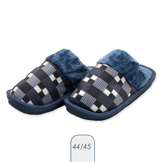 Pantufa Masculina Xadrez Azul