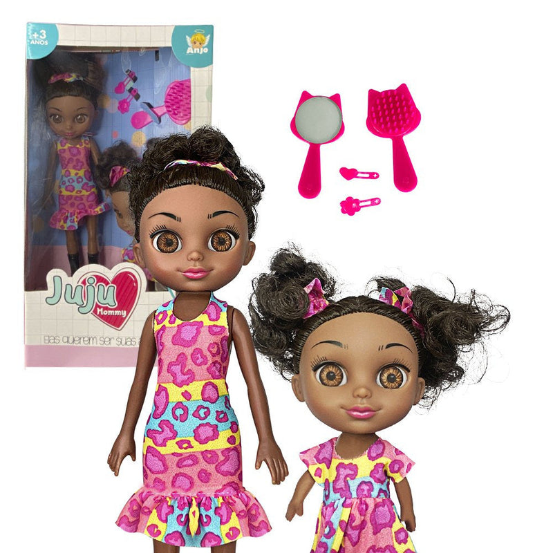 Boneca Juju Mommy Mamãe E Filhinha Negra Com Acessórios - Presente Park