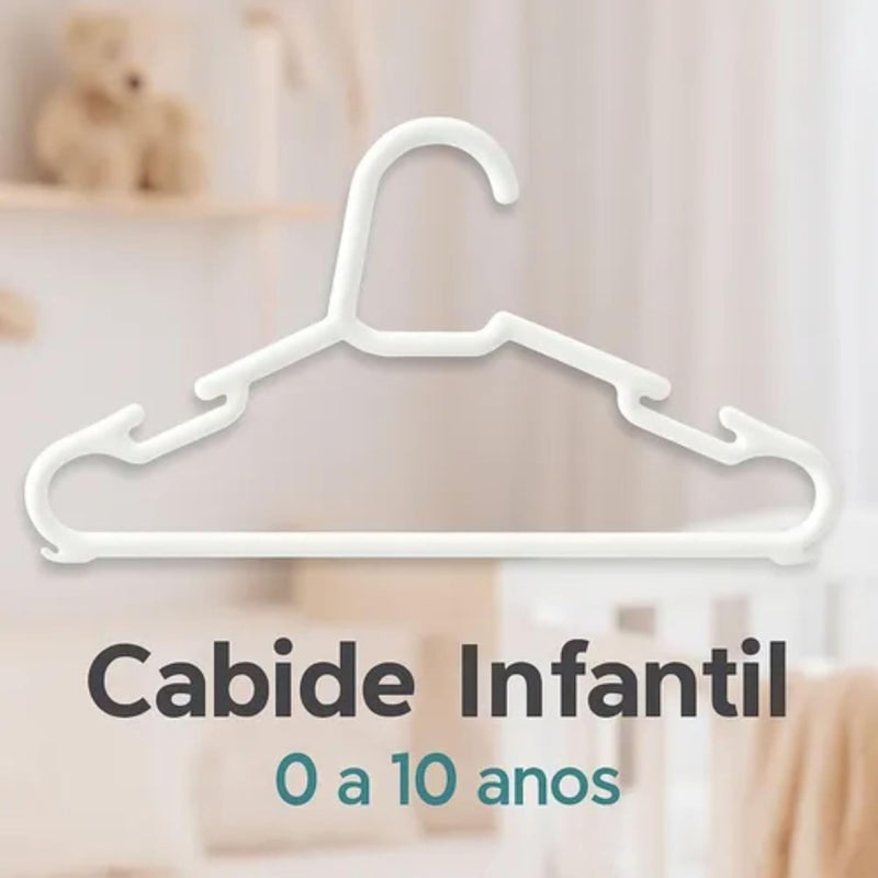 Kit 50 Cabide Infantil de Acrílico Premium Resistente Elegante e Ideal para Roupas de 0 a 10 Anos