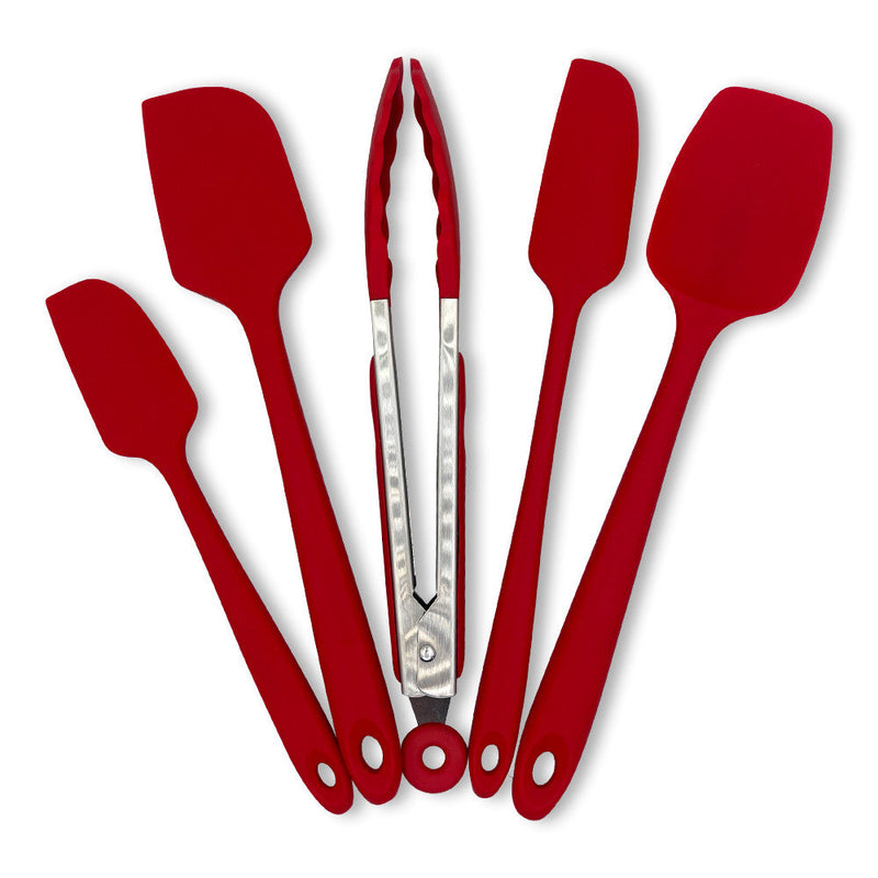 Conjunto De Espátulas E Pegador Em Silicone Unyhome 5 Peças - VERMELHO - Presente Park