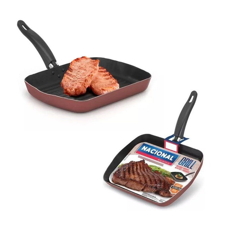 Frigideira Antiaderente Bifeteira Grill Techflon Nacional - Presente Park