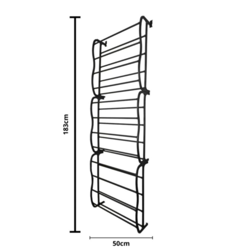 Sapateira Vertical de Parede e Porta para 36 Pares Preta - Presente Park