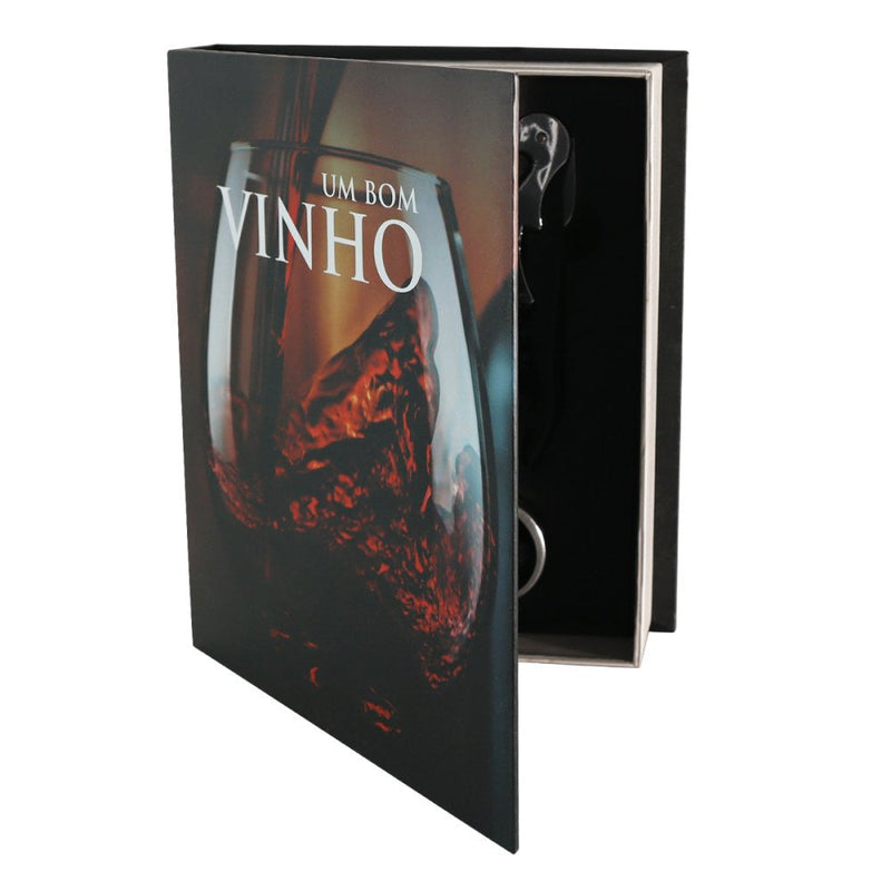 Kit Vinho Abridor Dosador Saca Rolhas Tampa Livro 05 Peças - Presente Park