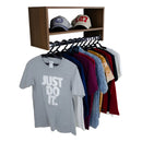 Cabideiro Arara de Parede para Roupas 60cm com Nicho Madeira MDF Metal Quarto Closet Loja