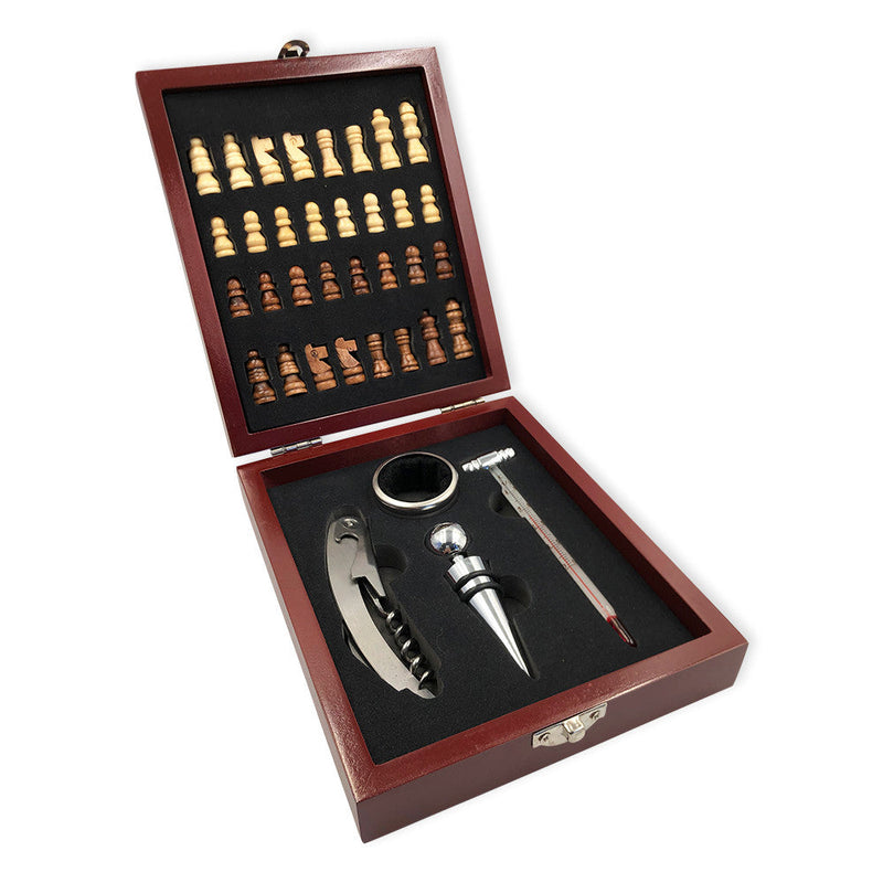 Kit Abridor de Vinho com jogo de Xadrez - Presente Park