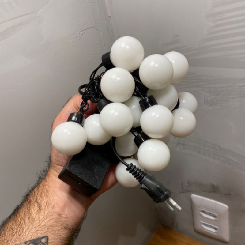 Cordão de Lâmpadas Luminária Varal Pisca Pisca Led Lux Fixa 4M 20 Bolas 110V Natal Ano Novo Eventos
