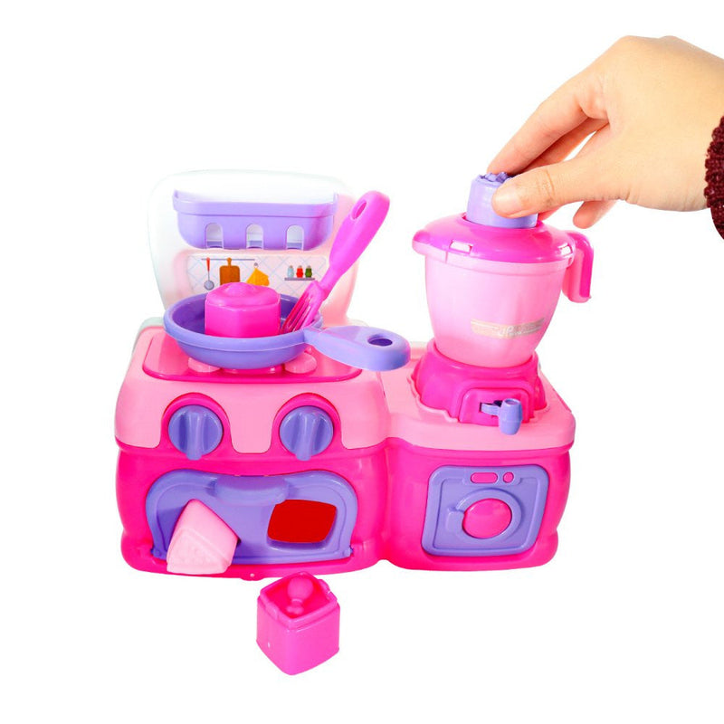 Mini Cozinha Rosa com Fogão, Forno, Liquidificador, Espátula e Outros Acessórios - Presente Park