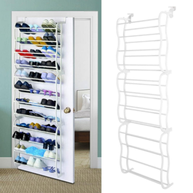 Sapateira Vertical de Parede e Porta para 36 Pares Branca - Presente Park