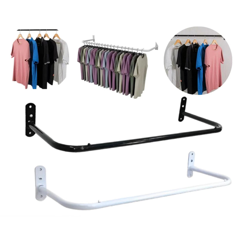 Arara Cabideiro de Parede 80cm Reto Cromado Expositor de Roupas para Loja Closet