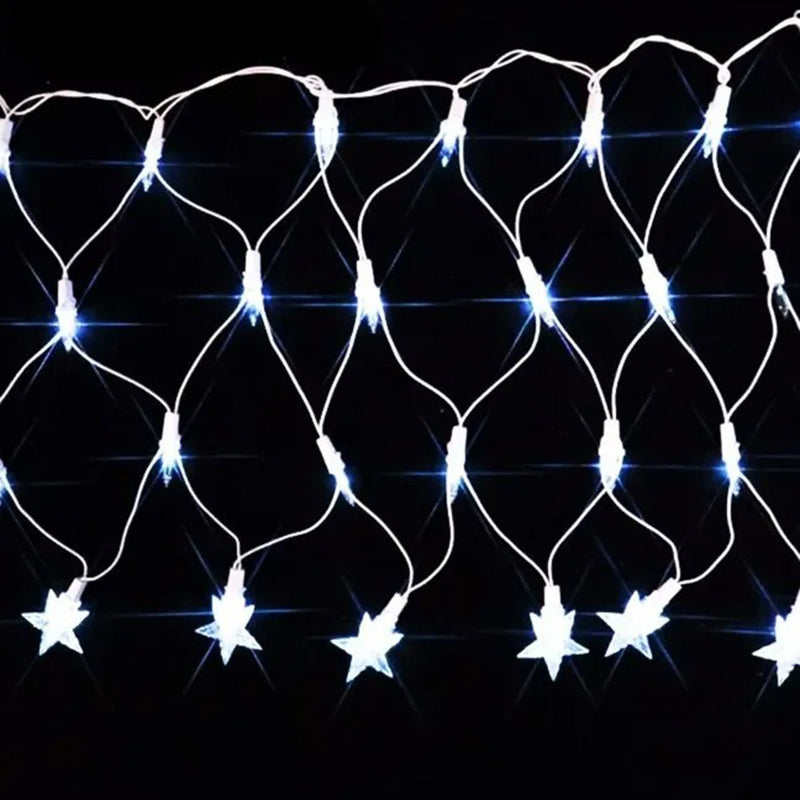 Cordão Pisca Pisca Led Rede com Estrela 120L 3,5M x 50CM 8 Modos 110V Natal Casamentos Festas