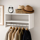 Cabideiro Arara de Parede para Roupas 60cm com Nicho Madeira MDF Metal Quarto Closet Loja