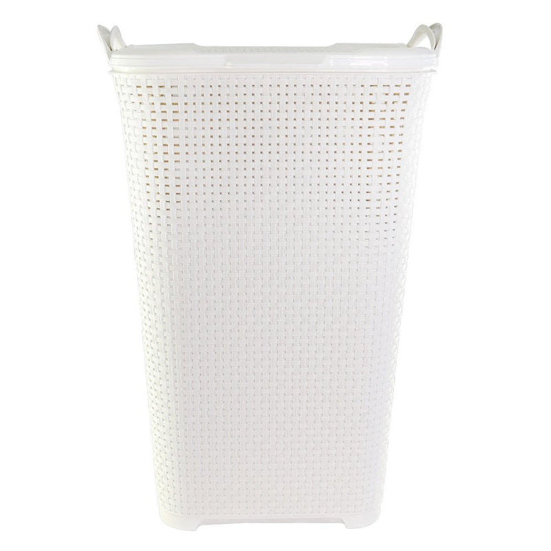 Cesto Rattan Tampa Basculada Branco - Presente Park