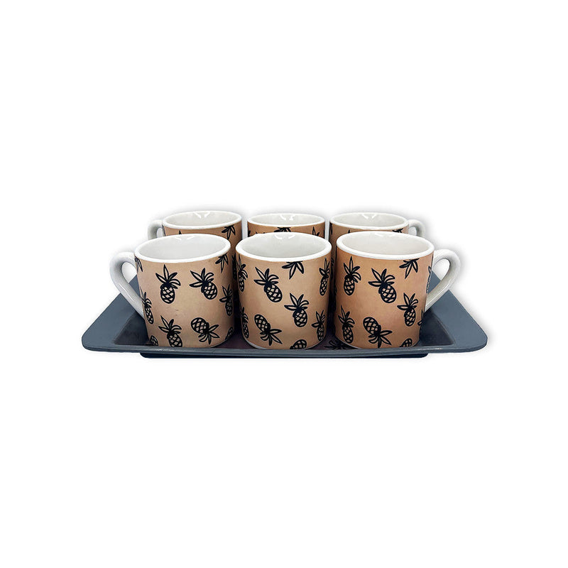Jogo Xícaras De Café Coffee 85 Ml 6 Peças C/ Bandeja - Presente Park