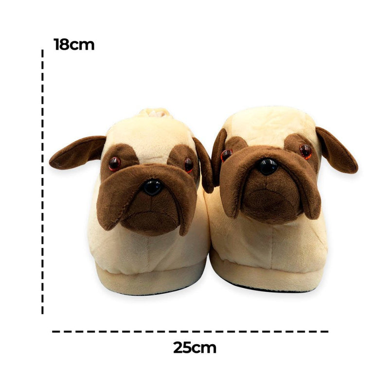 Pantufas de Cachorro Pug 3D Tamanho Único - Presente Park