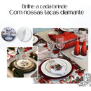 Jogo 6 Taças Diamond 330ml Vidro Reforçado Bico de Jaca Luxo para Água Vinho Suco