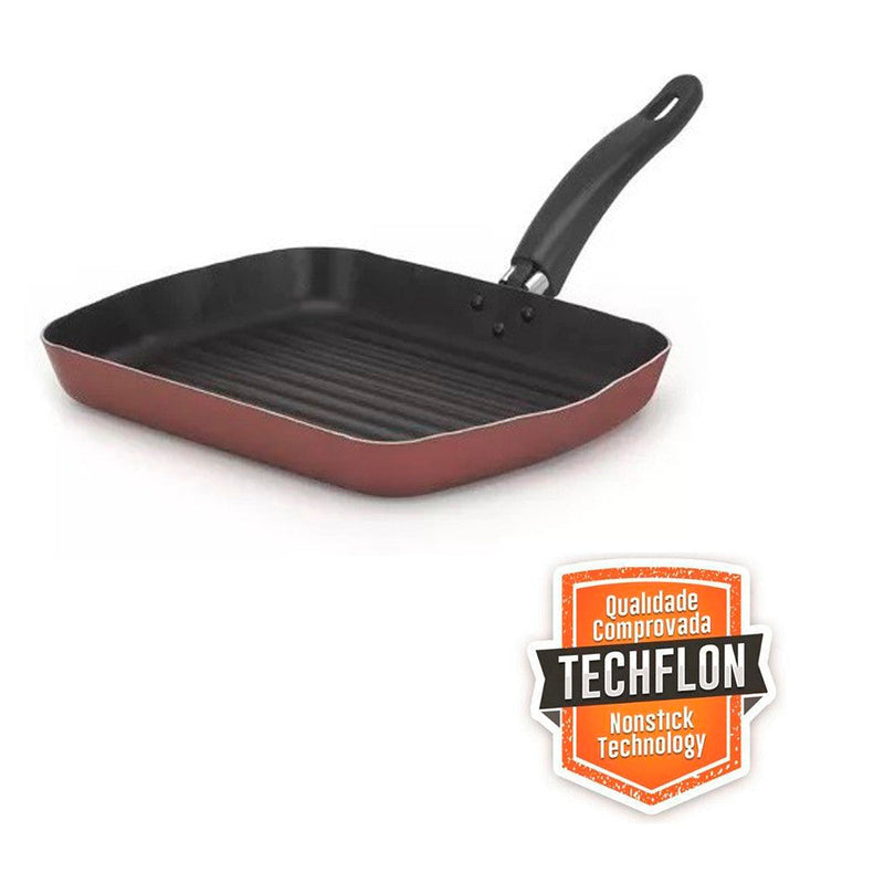 Frigideira Antiaderente Bifeteira Grill Techflon Nacional - Presente Park