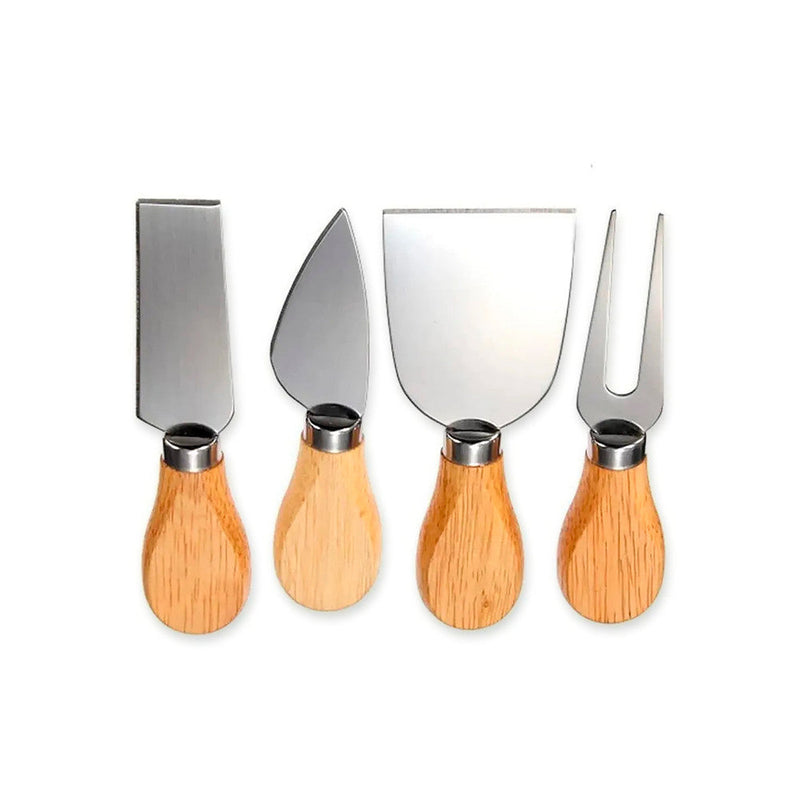 Conjunto Jogo P/ Cortar Queijo 4 Pçs Inox Kit Facas Espátula - Presente Park