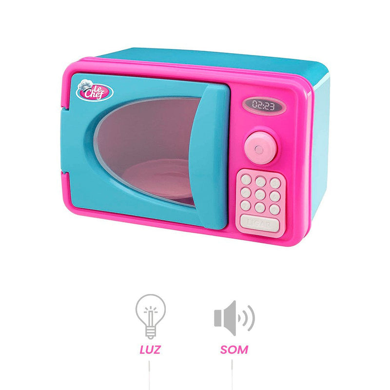 Microondas Usual Brinquedos com Luz a Som - Azul/rosa - Presente Park