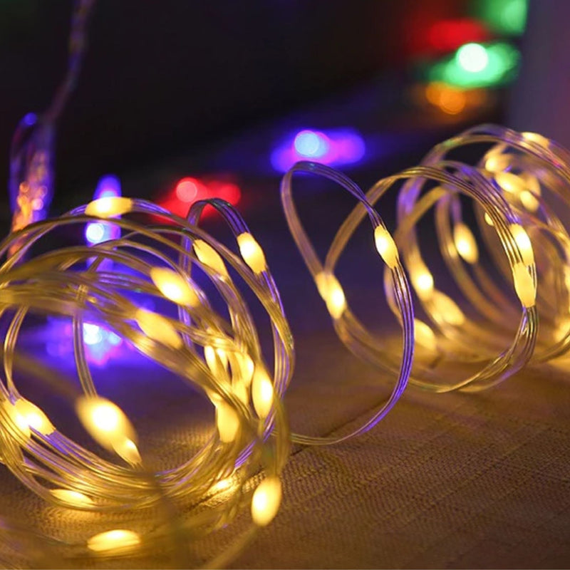 Cordão Pisca Piscal Led Linha 30M com Lampadas Formato Gota 110V 8 Modos Iluminação Natal Casamentos