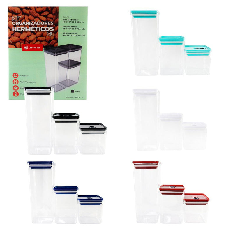 Kit Organizador Hermético Dubai 5 Litros - Sortidos - Presente Park