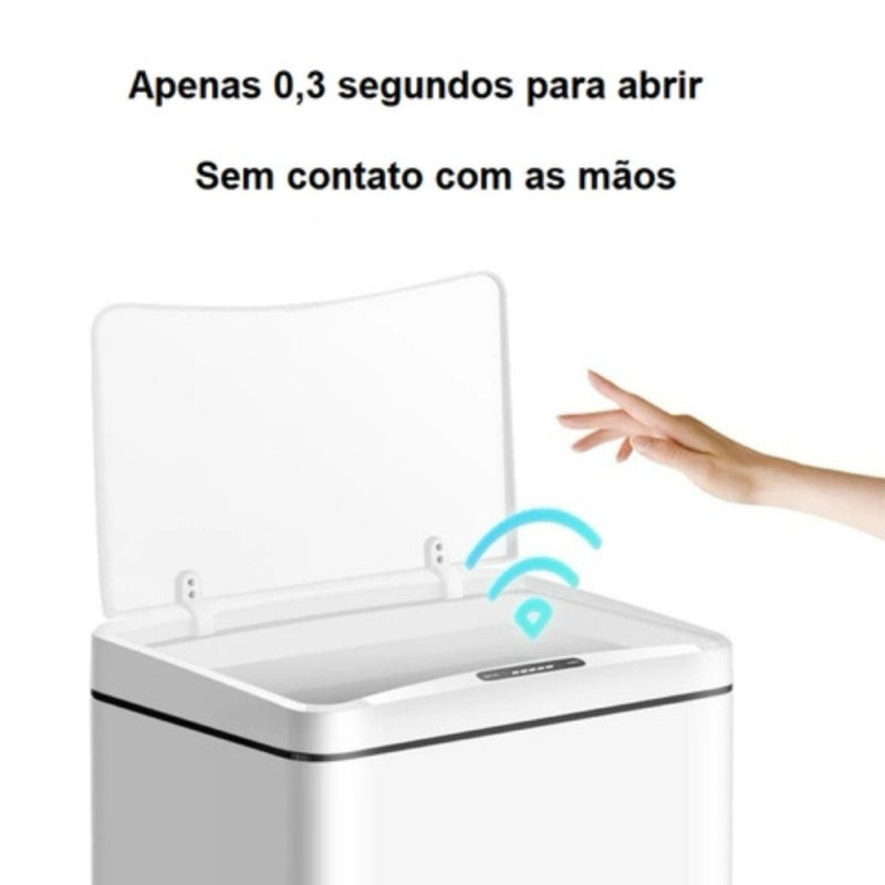 Lixeira Automática Retangular 50 Litros com Sensor Branca - Presente Park