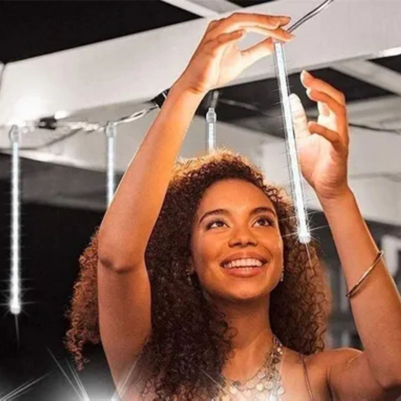 8 Tubos de Luz Led 50cm Iluminação Cascata Efeito Gelo Chuva Natal