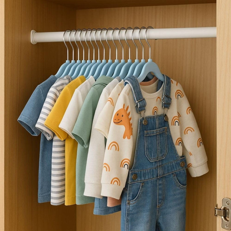 Kit 10 Cabide Infantil de Veludo Antideslizante Slim Ultrafino para Roupa Calça Camiseta de Bebe