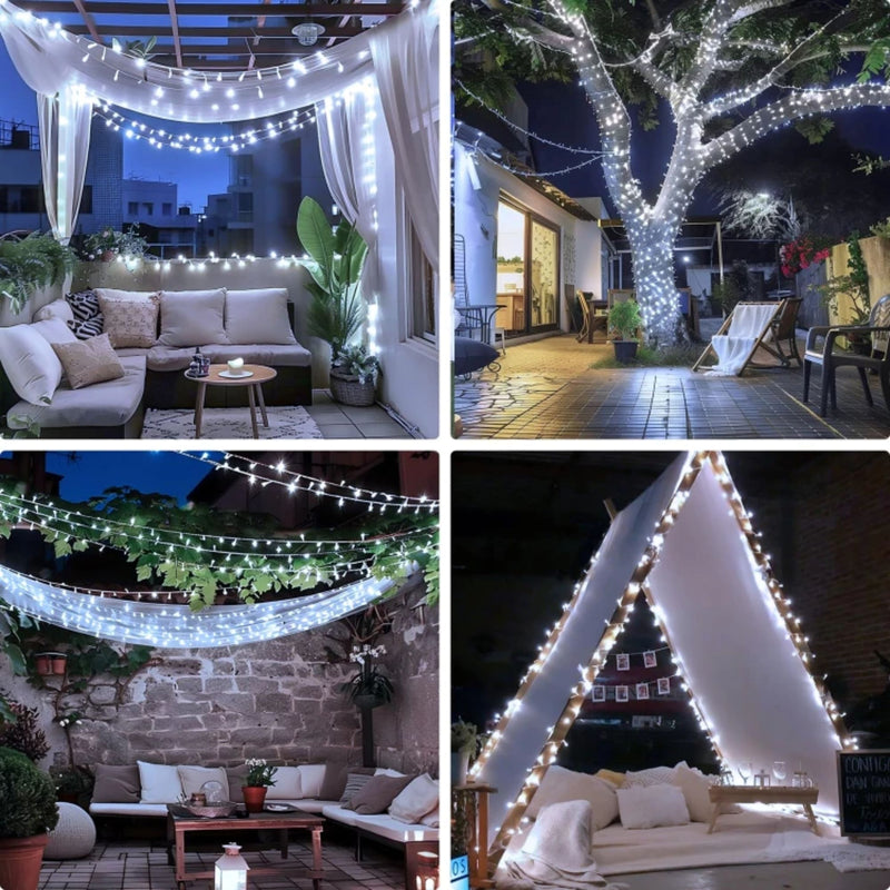 Cordão Pisca Pisca Led de Natal Rolo 200 Lampadas 50M 110V Tomada 8 Funções