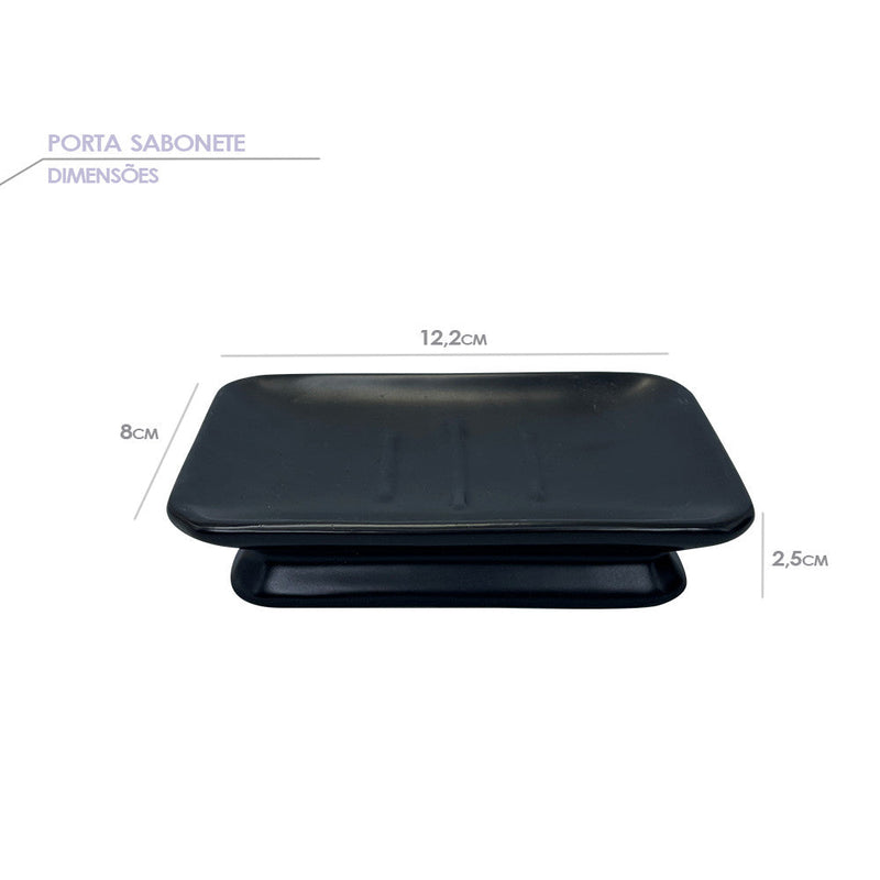 Kit Banheiro Lavabo Porcelana 3 Peças Porta Sabonetes e Escovas - Presente Park