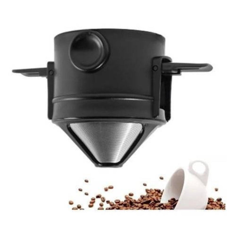 Mini Filtro Coador de Café Portátil Reutilizável Com Suporte Dobrável - Presente Park