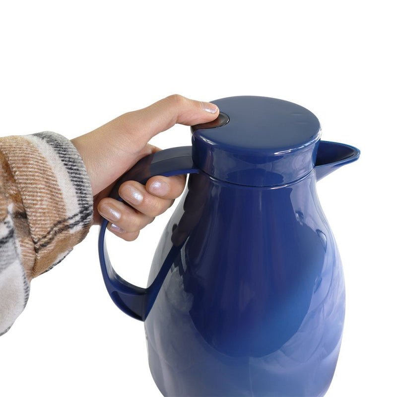 Garrafa Térmica Bule C/ Gatilho 1,0 Litro Café - Azul - Presente Park