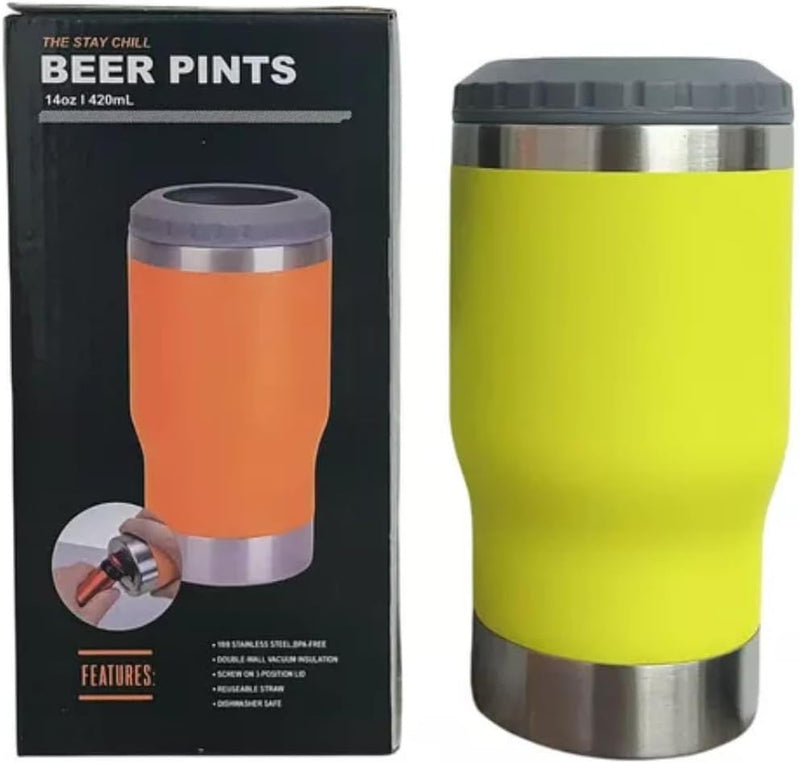 Copo Porta Cerveja Térmico Suporte Garrafa Térmica De Lata Latinha Latão Long Neck Aço Inox Refrigerador Isolado Isolador - Presente Park