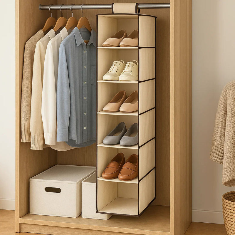 Sapateira Organizador de Armário 6 Divisórias Dobrável Multiuso para Sapatos Calçados Tênis