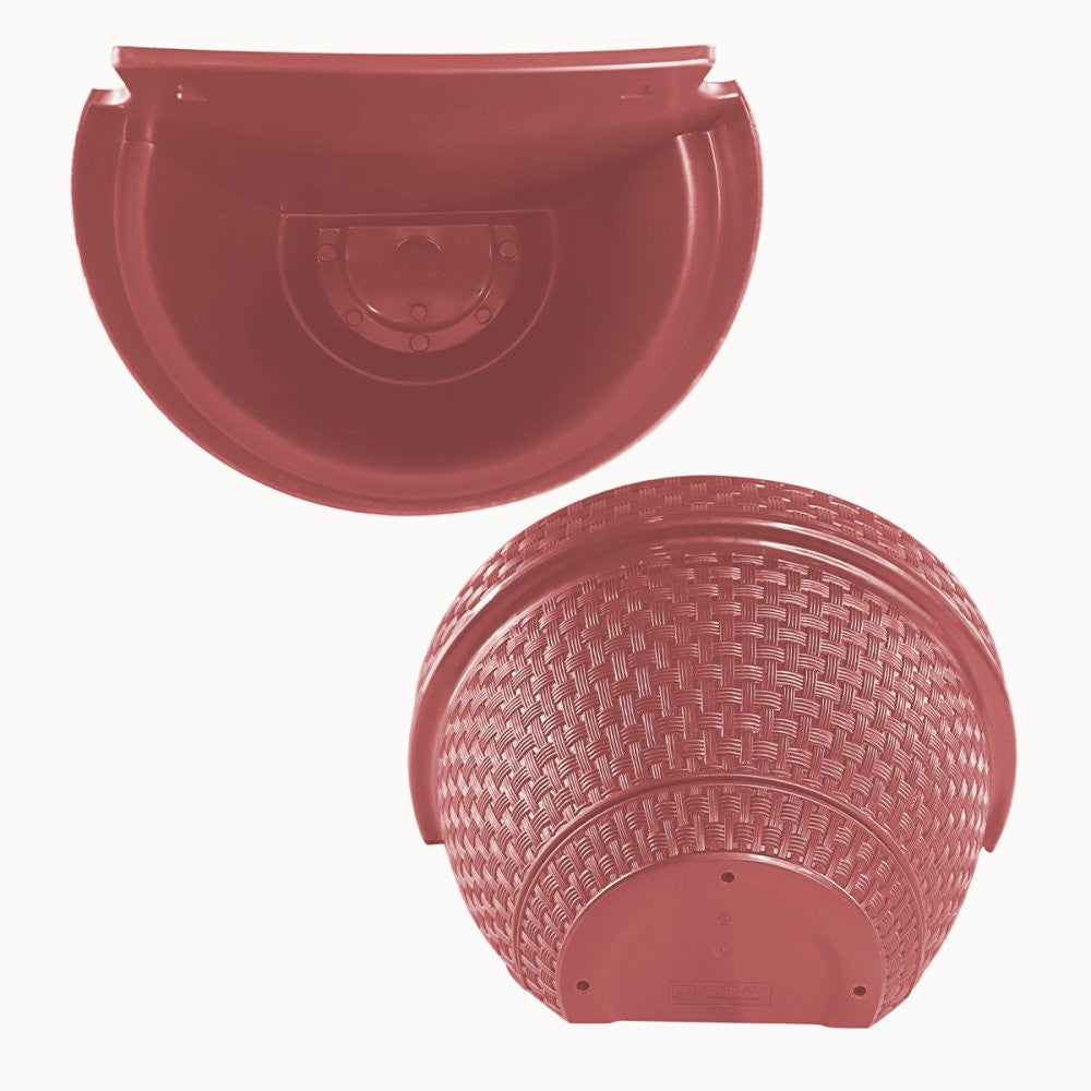 Vaso de Parede Meia Lua Rattan 3 Litros Terracota