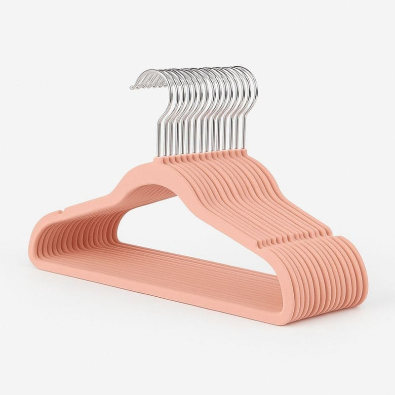 Kit 40 Cabide Infantil de Veludo Antideslizante Slim Ultrafino para Roupa Calça Camiseta de Bebe