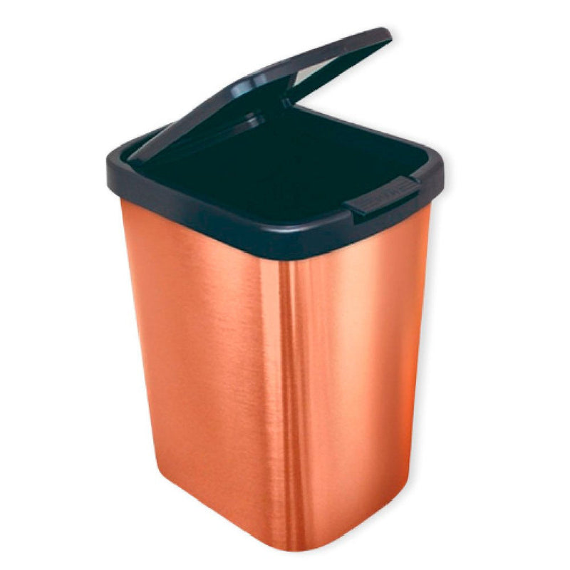 Lixeira Cesto 9 Litros com Tampa Click Label Bronze Metalizado - Presente Park