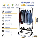 Cabideiro Arara de Roupa Aço Sapateira com Rodinhas para Quarto Closet Vitrine Loja