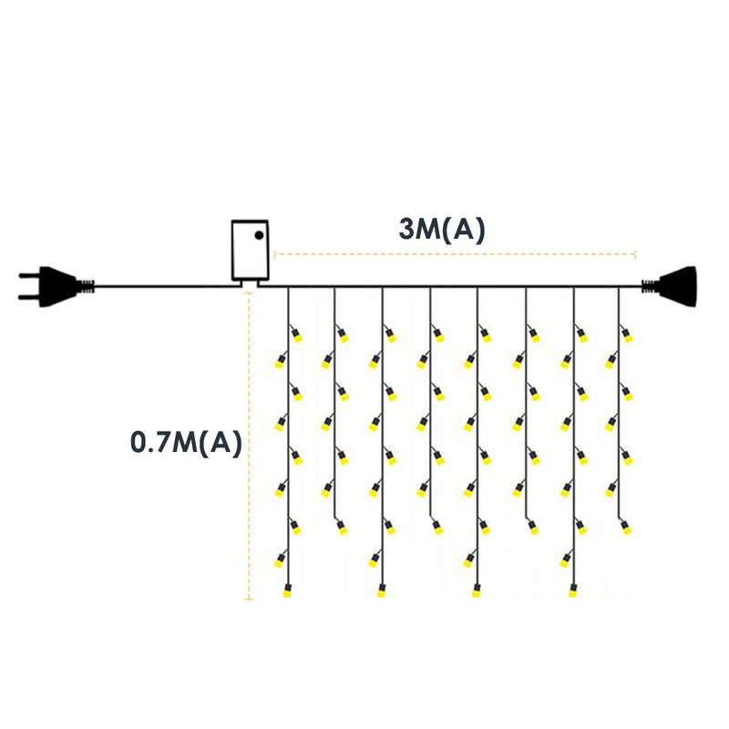 Cordão Pisca Pisca Led Cascata 100L 3M x 70CM 8 Modos 110V Tomada Natal Casamentos Ano Novo Festas
