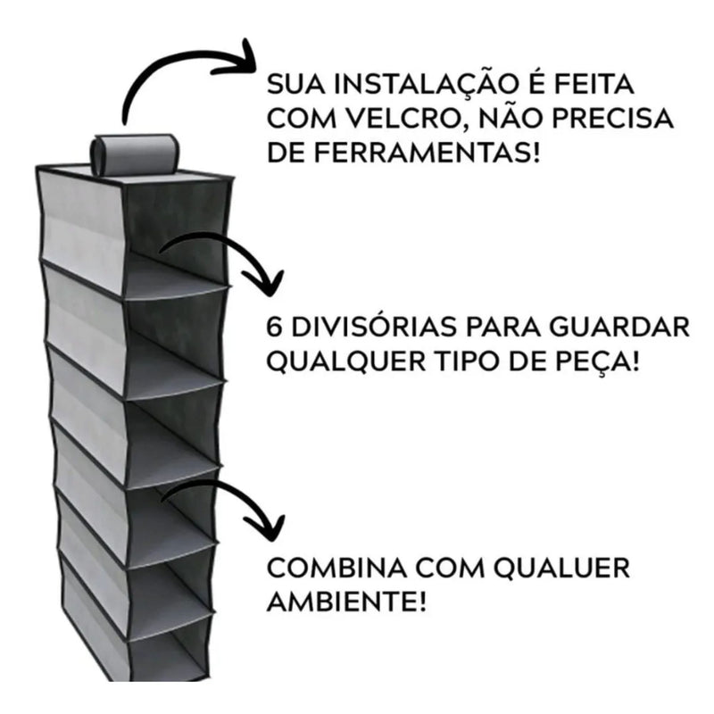 Sapateira Organizador de Armário 6 Divisórias Dobrável Multiuso para Sapatos Calçados Tênis
