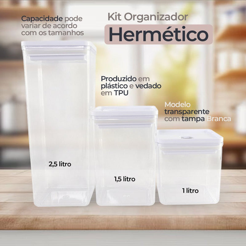 Kit Organizador Hermético Dubai Branco 5 Litros - Presente Park