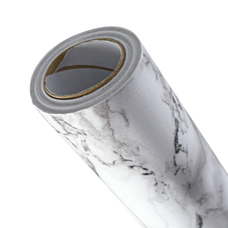 Papel de Parede PVC Marmorizado Preto e Branco - Presente Park