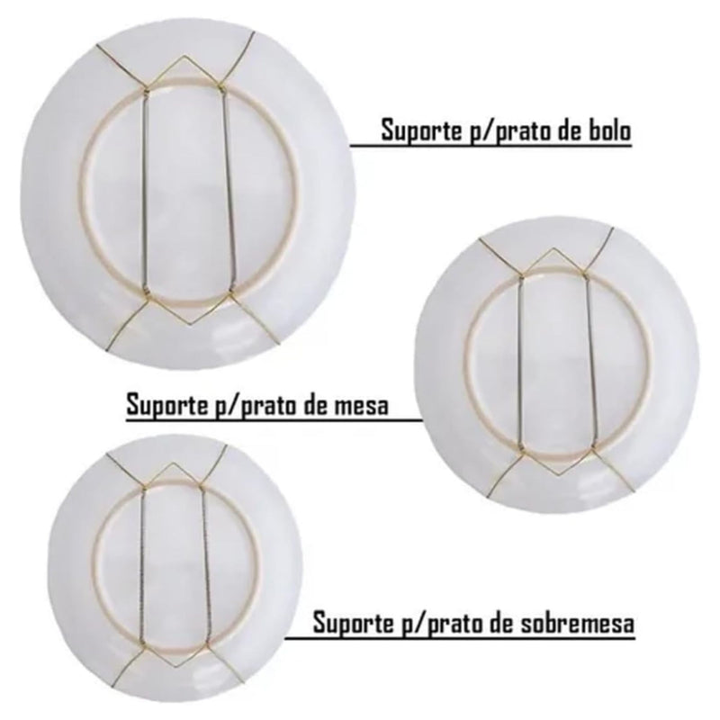 Suporte Gancho Com Mola Para Pendurar Pratos Decorativos Na Parede Em Arame De Aço 4 Garras