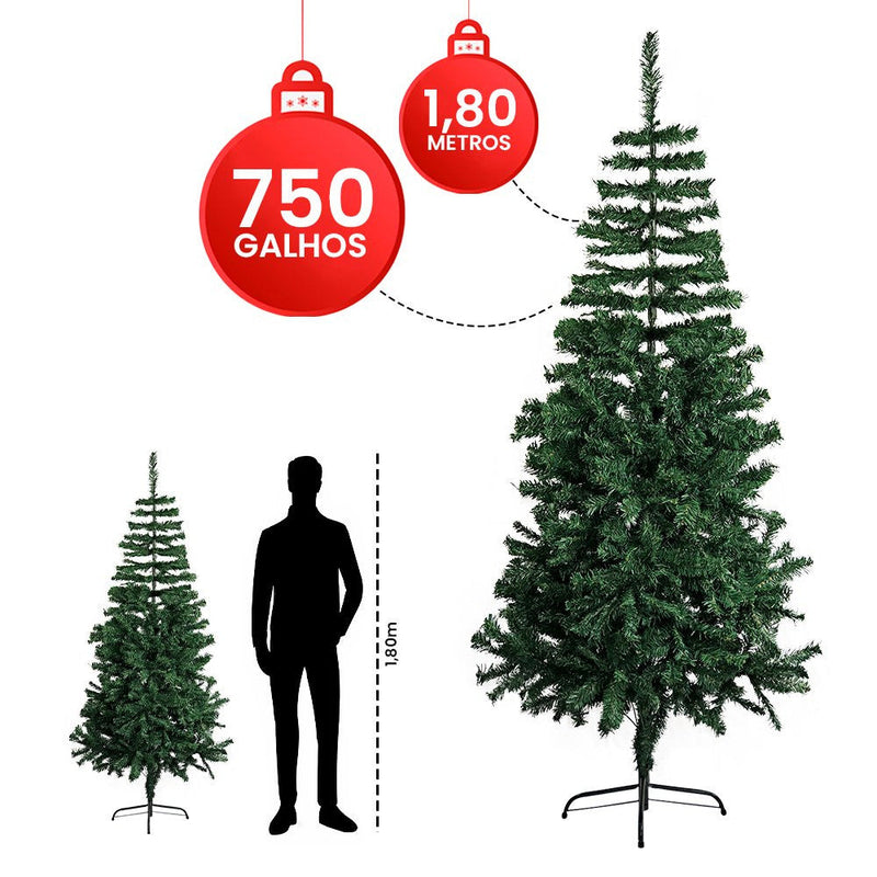 Árvore De Natal Pinheiro Luxo 1,80 Altura 750 Galhos - Presente Park