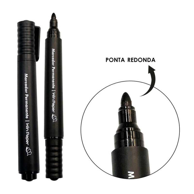Caneta Marcador Permanente Retroprojetor com 12 Unidades - Preto - Presente Park