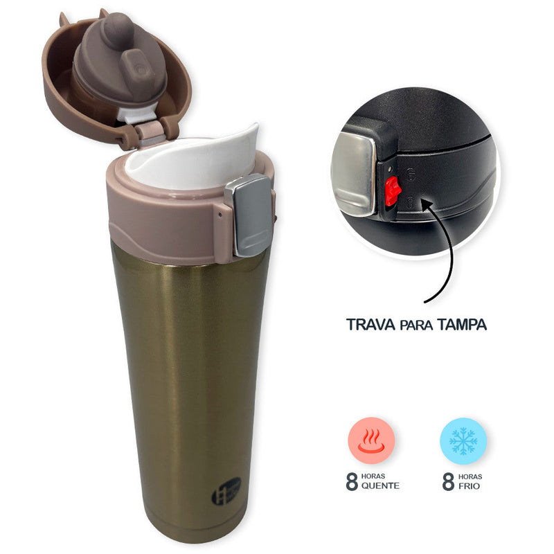 Garrafa Isotérmica com Tampa 500ml - Dourada - Presente Park